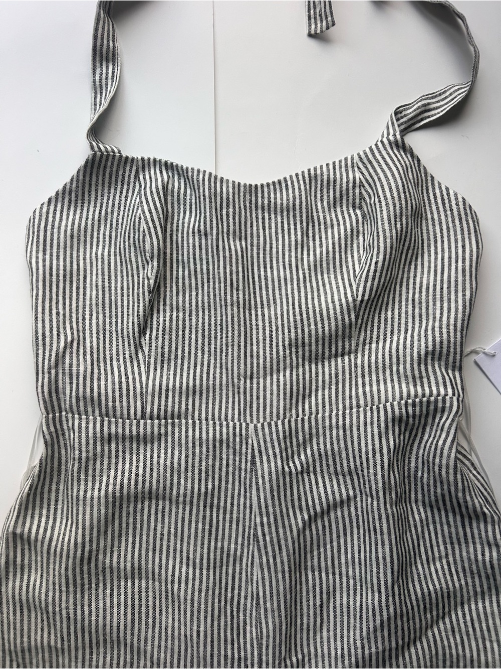 Reformation Autumn Linen Jumpsuit Vineyard Stripe Open Back Wide Leg Size 12 NWT - Picture 11 of 11